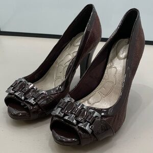 Giani Bernini Pumps Adult 6.5 M Brown Simona Buckle Peep Toe High Heel Women